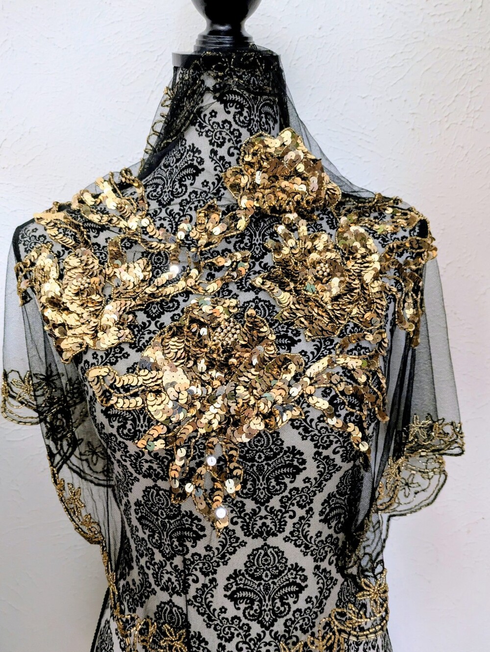Fine Floral Sequin Scarf